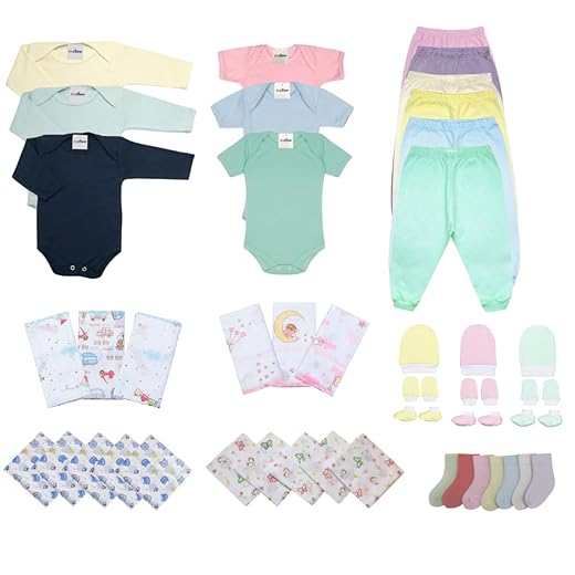 Kit 30 Peças Body Mijão Pano de Boca Fralda de Pano Touca Luva e Meia Roupas Bebê Maternidade Enxoval