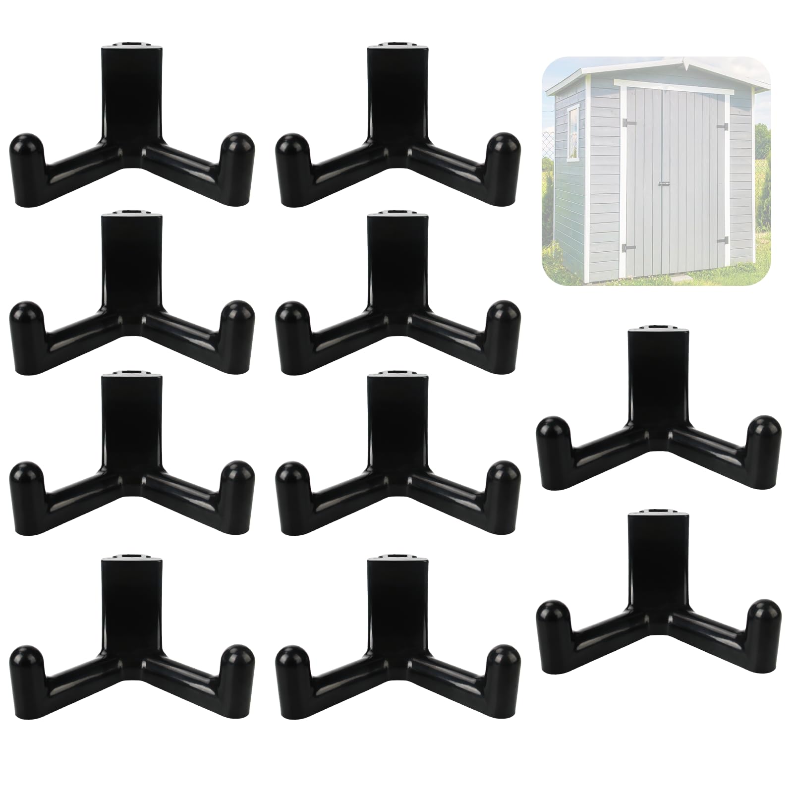 Tool Hooks fits Lifetime Sheds with Vertical Sidings, Upgrade Black Hook Compatible with Lifetime Storage Shed Organization Accessories (10 Pcs)