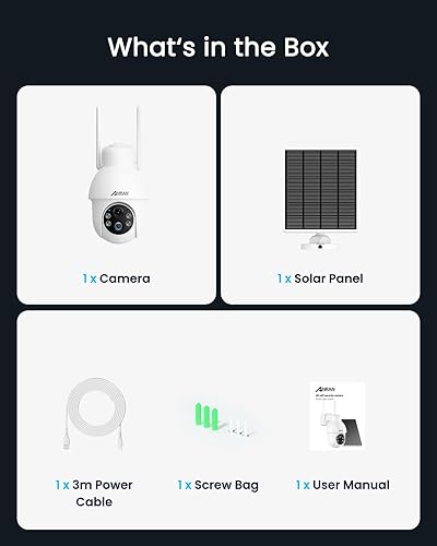 Miniatura 9 de ANRAN Cámara de seguridad solar 2K inalámbrica para exteriores, cámara WiFi alimentada con batería con PTZ de 360 para seguridad del hogar, visión
