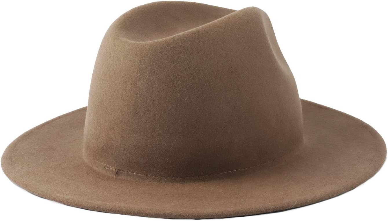 WITHMOONS Wool Felt Fedora Classic Panama Hat Wide Brim Cap GN61298