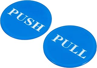 PATIKIL Push Pull Door Sign, 2 Pack Self-Adhesive Round Acrylic Gate Sticker Wall Marker for Office Store Shop, Blue