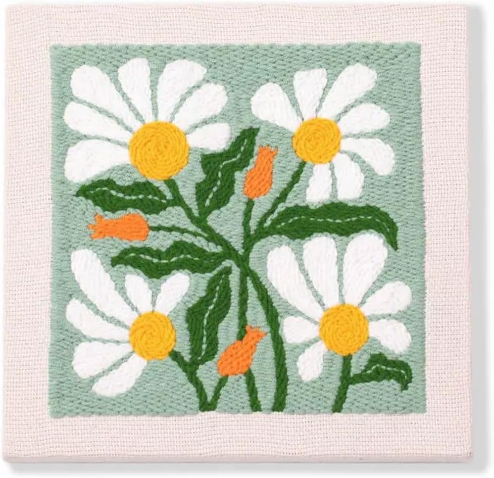 PRUGERAHER Needle Punch Kits Flower Punch Needles Starter Kits Yarn DIY Handmade Punch Needle Embroidery Kits Craft Home Decor Poke Rug Hook Needle Kits for Beginners (Green)