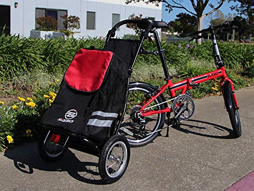 ZiZZO Compact Folding Cargo Bike Trailer with a Free Tote Bag and a Free Large Shopping Bag