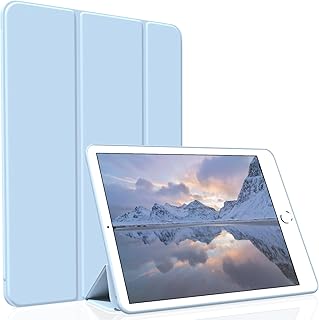 Divufus Case for iPad Air 2 (2nd Generation) 9.7 Inch, Lightweight Slim Auto Sleep/Wake Trifold Stand Smart Cover, Soft TPU Case for iPad Air 2nd Gen(2014 Released), Light Blue
