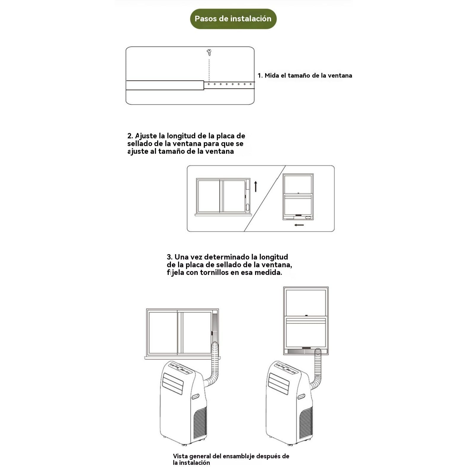Kit De Ventana De Aire Acondicionado Portátil, Adaptador Ventana Aire Acondicionado, Accesorio De Ventana De Aire Acondicionado,Placa Sellado Ventana Ajustable para Aire Acondicionado Móvil,