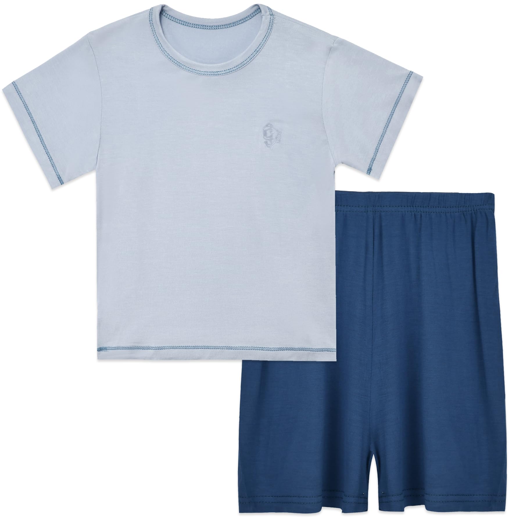 Cabahata Kids Short Sleeve Pajama Set Viscose Boys Girls 2pcs Pj's Sleepwear Set for 2-14 Years