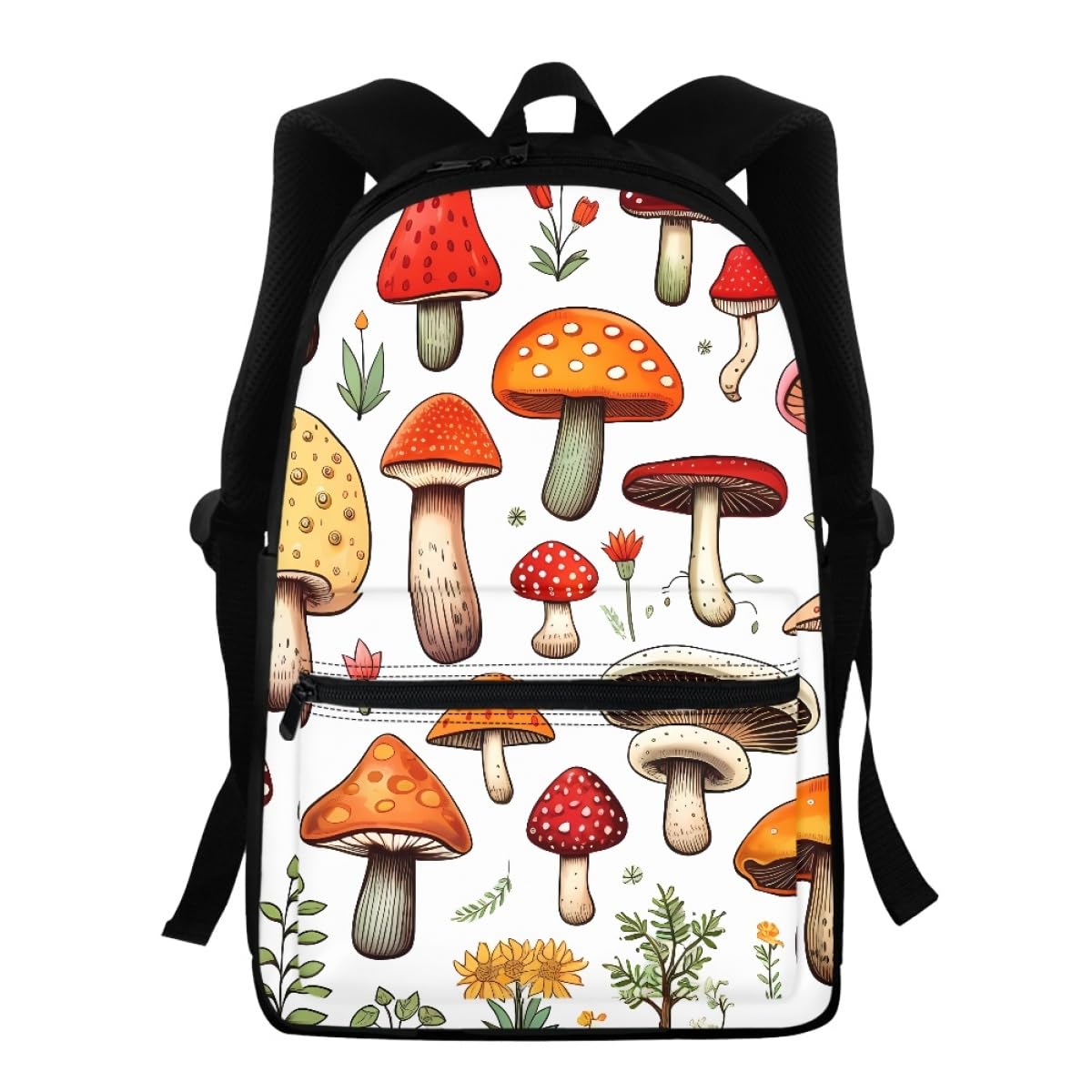 GLUDEAR Men Women Mushroom Flower Art Print Backpack Daypack for Outdoor Sport Travel Hiking Camping,Floral 6