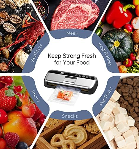 Nuovoware Vacuum Sealer, Vacuum Sealer Machine 85kpa, 5-in-1 Full Automatic Vacuum Sealer Machine for Food Storage Dry and Moist Food Modes with 20 Vacuum Sealer Bags, LED Indicator Lights