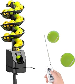 Remote Control Tennis Ball Machine, Portable Tennis Ball Tosser with Triangular Base, 33 Ball, for Self-Play Ball Launcher Beginners, Kids, Coaches, Home-Court