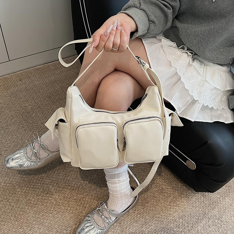 Women’s PU Leather Shoulder Bag – Casual Multi-Pocket Hobo Purse with Adjustable Strap, Large Capacity Handbag for Daily, Wor4