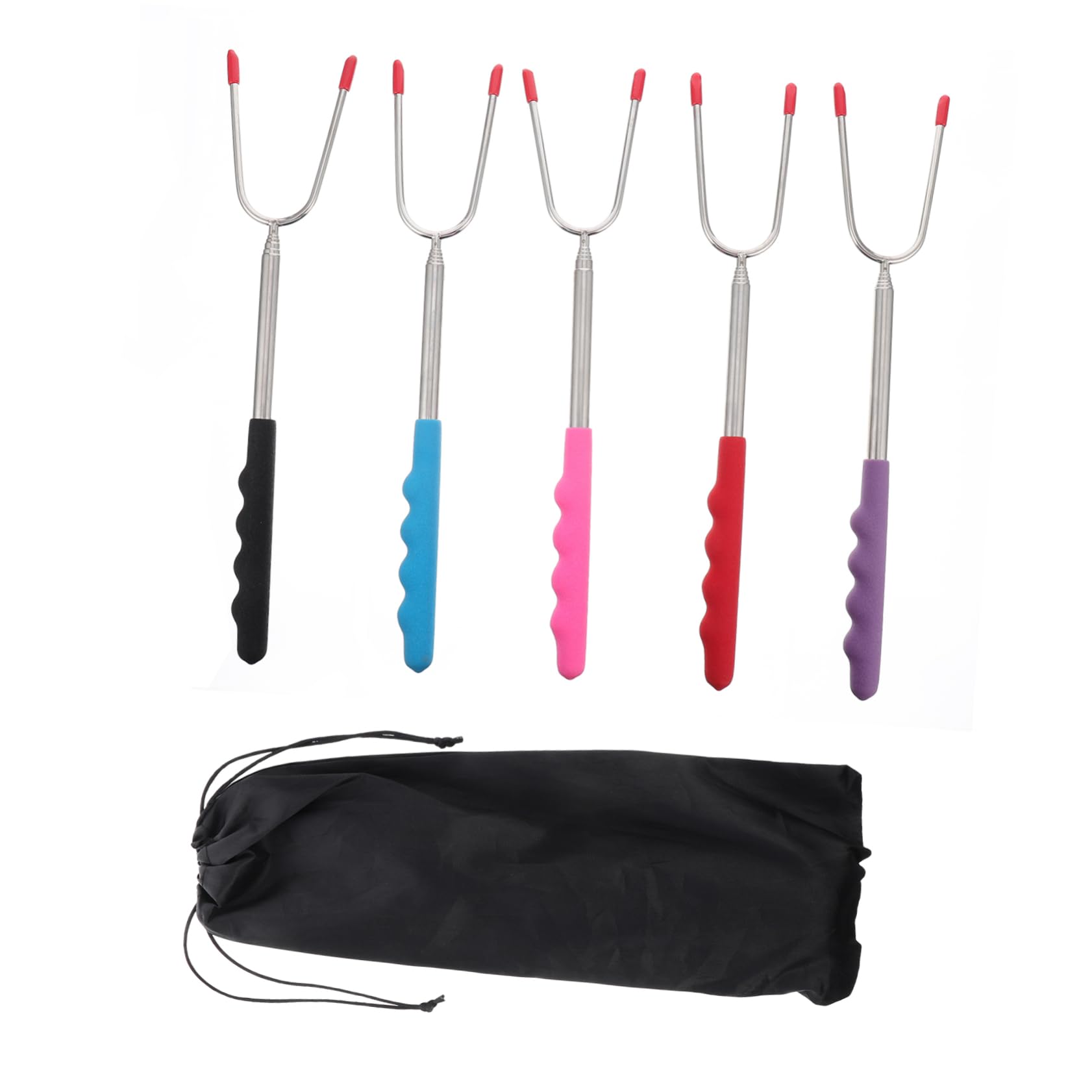 Mipcase Set of BBQ Forks Stainless Steel Grilling Skewers Extendable Barbecue Tools for Camping Holiday Baskets Bonfire