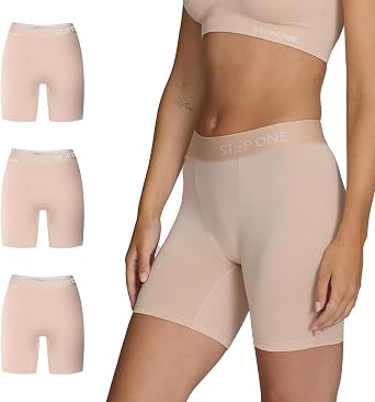 STEP ONE Womens Boxers Underwear, 3-Pack, Viscose from Bamboo Womens Underwear, Moisture-Wicking, Anti-Chafing Boxers