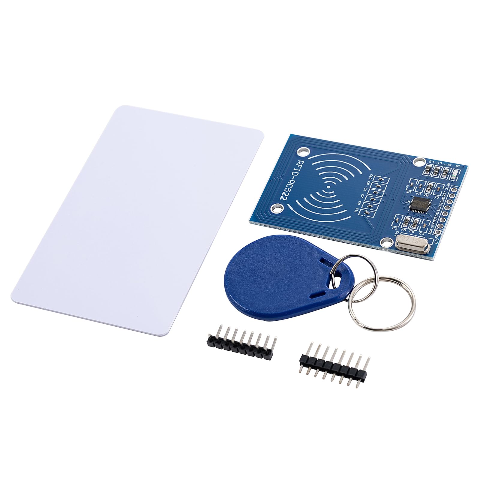 Kit RFID de 6 piezas: Mifare RC522 Módulo de sensor de tarjeta RF IC con tarjetas en blanco S50 y llaveros, compatible con Arduino y Raspberry Pi