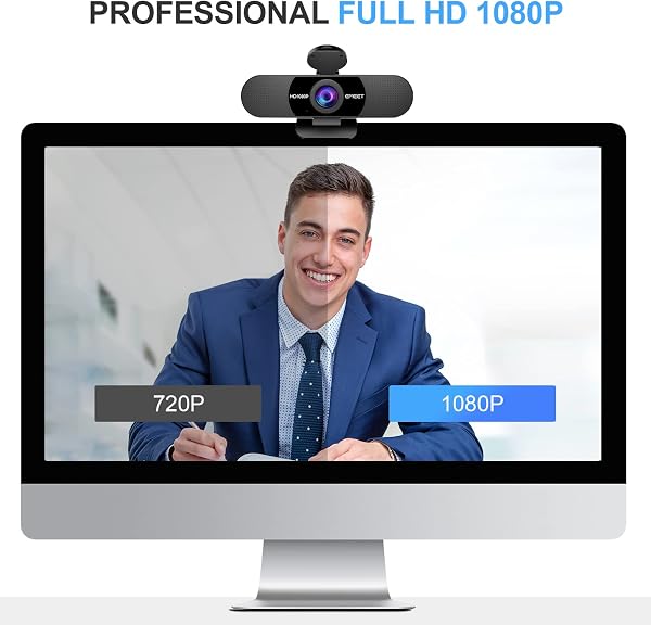 Close-up of the EMEET C960 webcam, highlighting its compact design and adjustable clip.