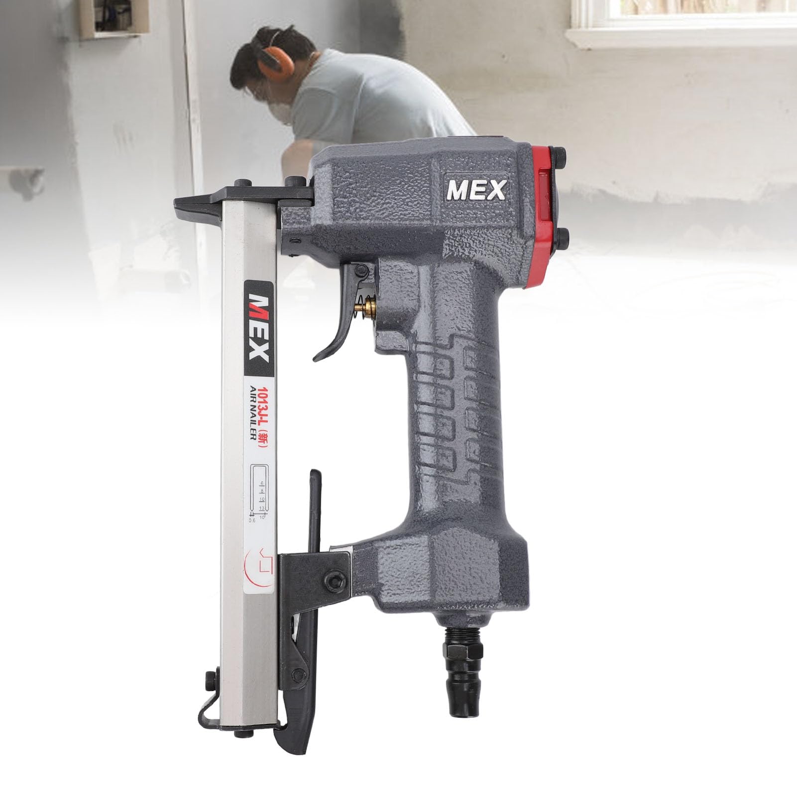 Chiodatrice Pneumatica Brad, Pistola Sparachiodi Portatile Compatibile con Chiodi J, Contiene 100 Chiodi, Cucitrice Pneumatica per Unghie, Chiodatrice Pneumatica a Forma di U per
