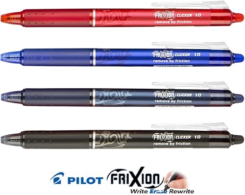 Miniatura 2 de Pilot FriXion Clicker - Bolígrafos de gel borrables de 0.039 pulgadas, punta gruesa, paquete de 6 (negro)