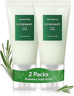 AROMATICA Rosemary Scalp Scrub (2 Packs) 5.82oz / 165g, Gift Set, Sulfate-Free, Silicone-Free, Vegan, Scalp Cleansing with Salt Granules, Invigorates and Exfoliates Scalp, Micro-Exfoliate