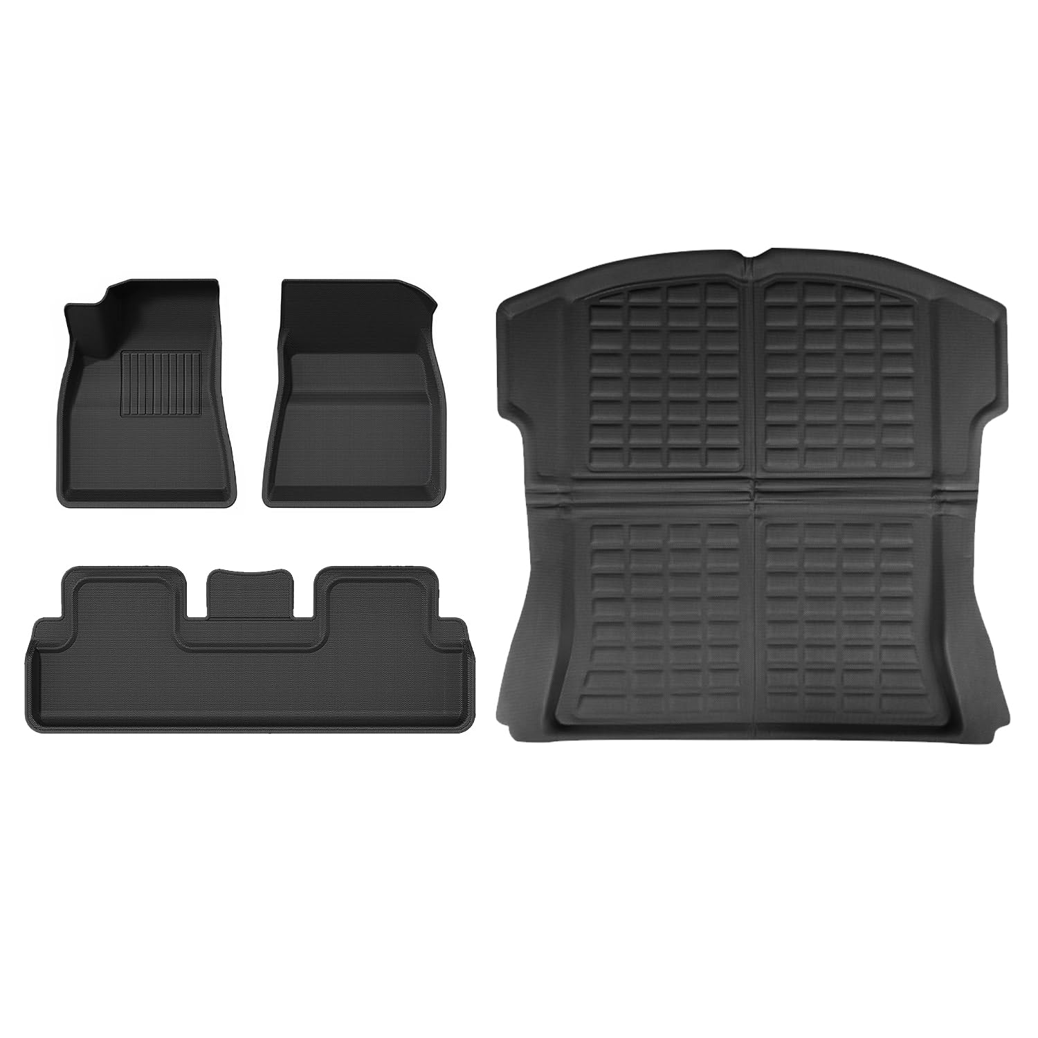Foxpark Tesla Model 3 Floor Mats Custom Fit for Model 3 2019-2024, All-Weather 100% TPE Waterproof, 1st & 2nd Row Mats & Cargo Liners, Model 3 Accessories