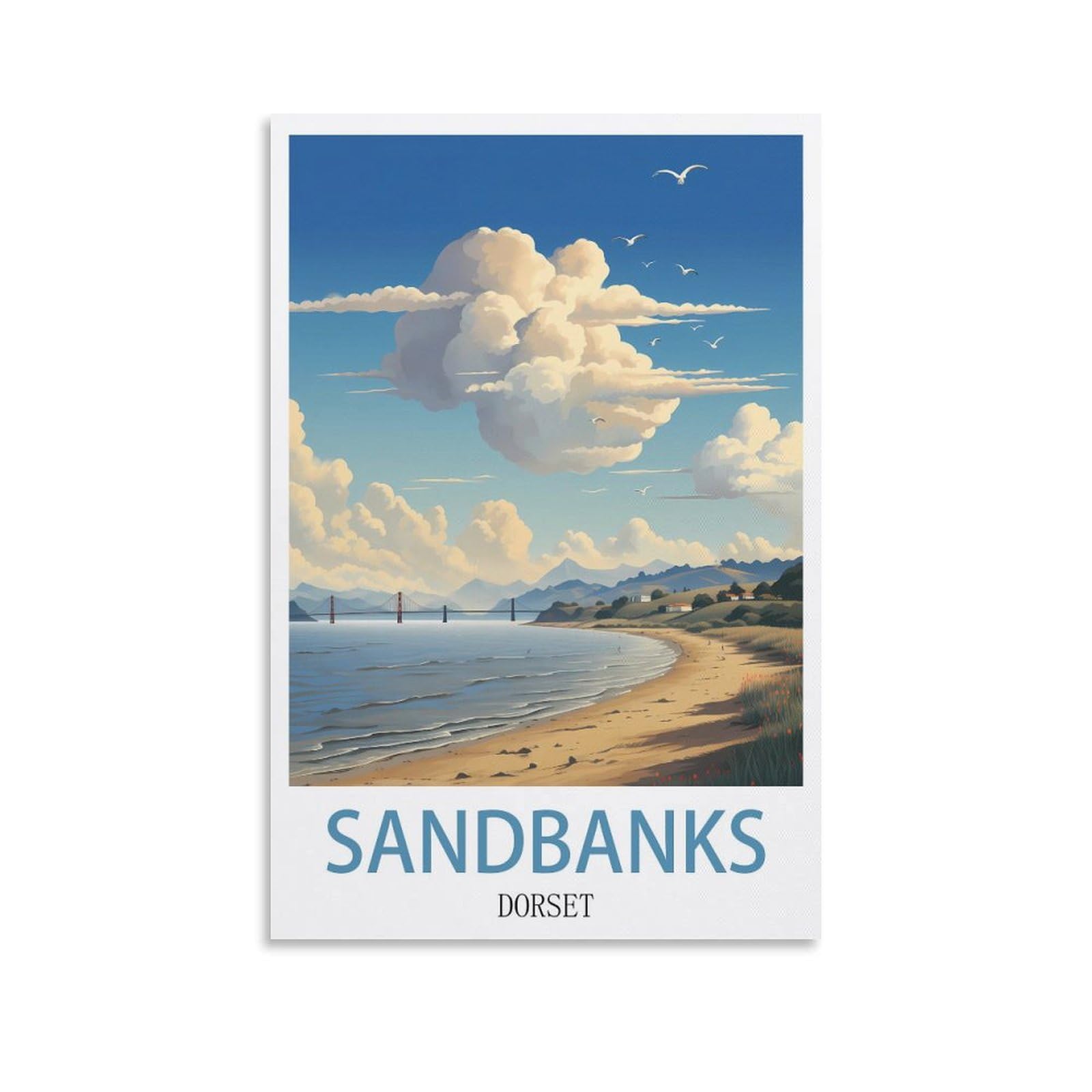 Metal Tin Sign Plaque Poster,Sandbanks Dorsets,Art Plaque Poster Wall Decor for Home Tool Room Bar Club Restaurant Cafe 30x30cm