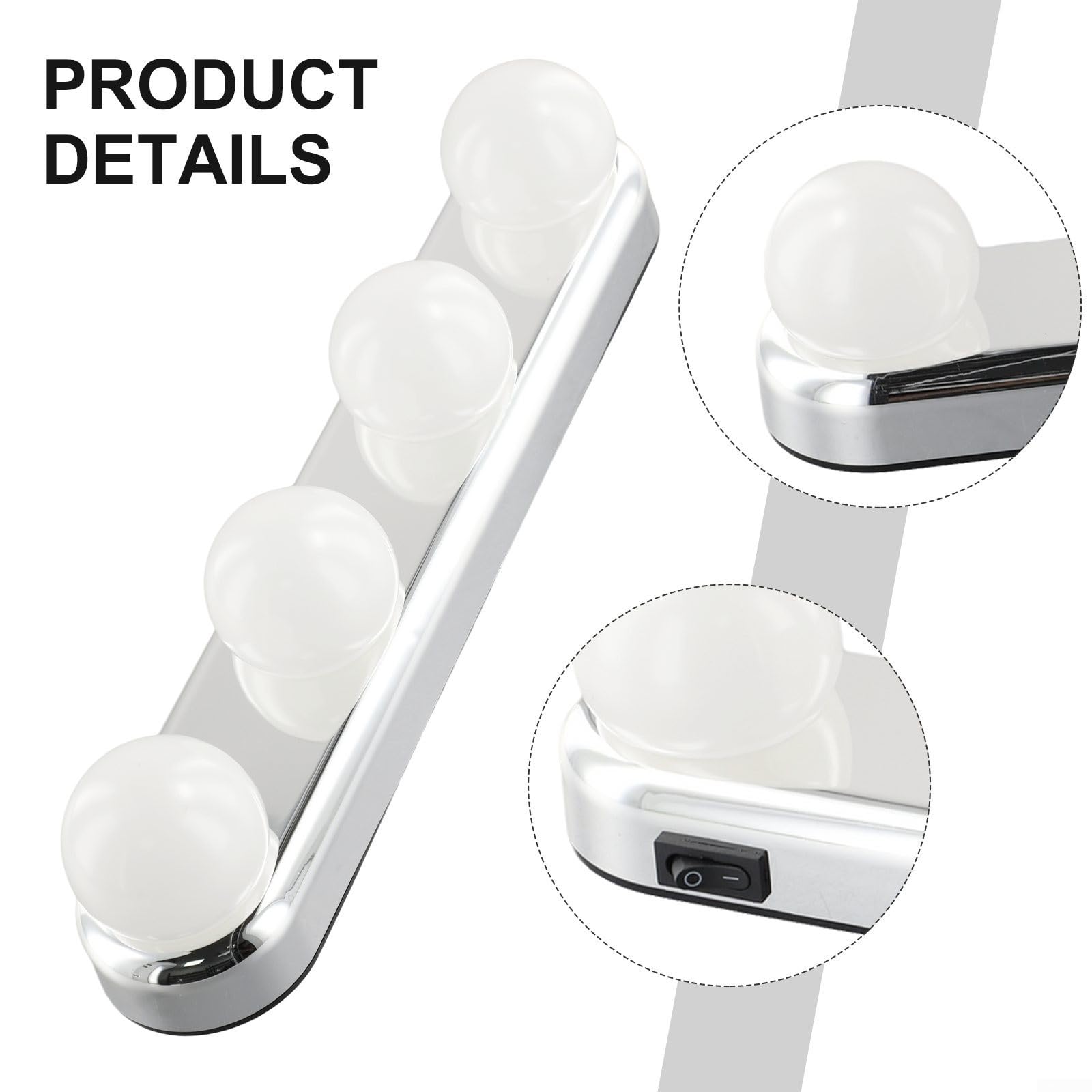Lampe De Miroir Portable 4 Ampoules LED - Installation Facile Avec Ventouses, Idéale Maquillage Et Coiffeuse