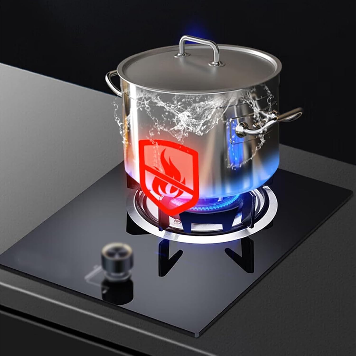 Outdoor Gas Stove, 4.2KW Camping Cooker, Kitchen Counter Top, Tempered Glass Cast Iron Pot Rack, with Flameout Protection, Burner BBQ Accessories(LPG)(LPG)