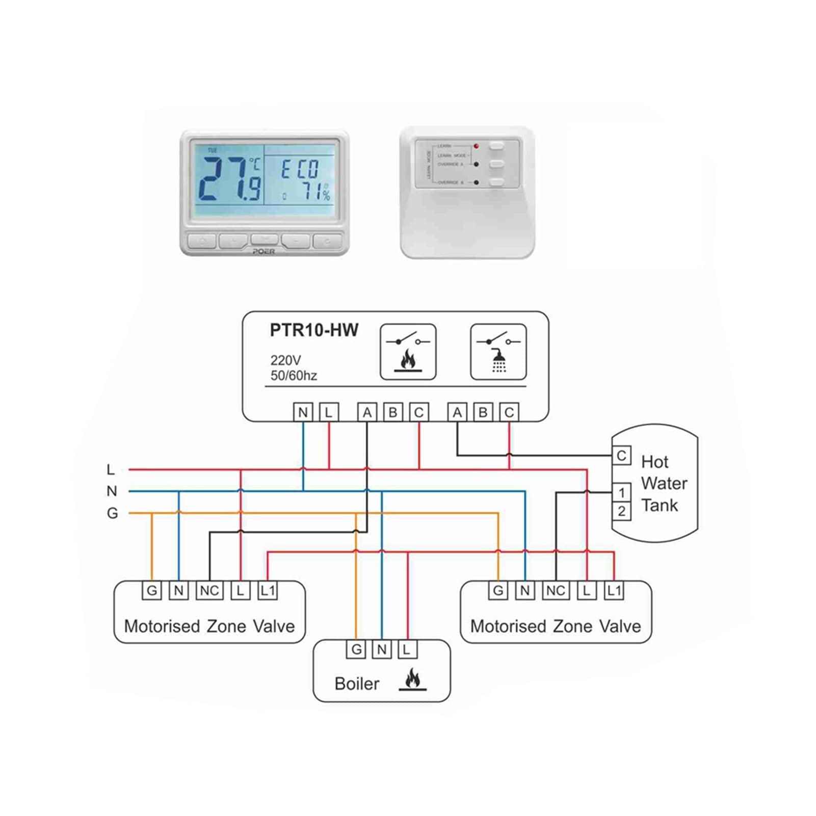 Inteligentny termostat, Bezprzewodowy Smart Room WIFI Termostat Regulator temperatury do wersji sterowania ciepłą wodą(PTC10PTR10HW868)