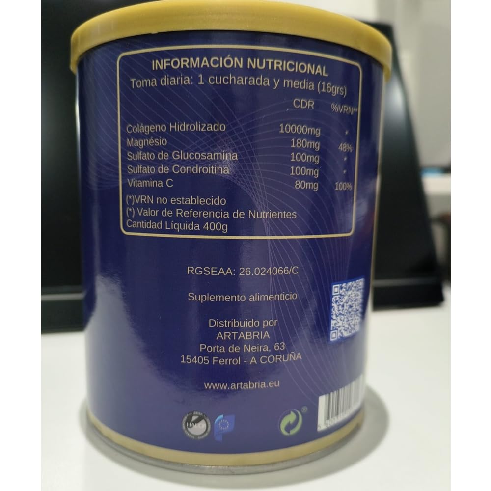 Colageno Artabria en Polvo Con Magnesio Y Vitamina C, Cuidado de la Piel, Cabello Y Uñas. Piel Luminosa y con Menos Arrugas, 400gr. Pack Hipnotik Casuality