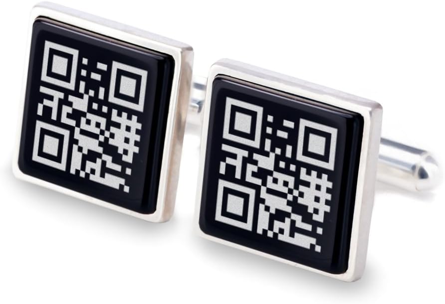 QR code Cufflinks Custom Secret Message or a Link to Your favorite Song, Geek cufflinks, Unique gifts for Men, Onyx stone 925 Silver, Gift Message, Box, Handmade