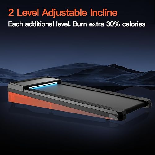 Miniatura 3 de Under Desk Treadmill with Incline, Mini Walking Pad, Treadmills for Home Office, Portable Walking Treadmills with Wheel