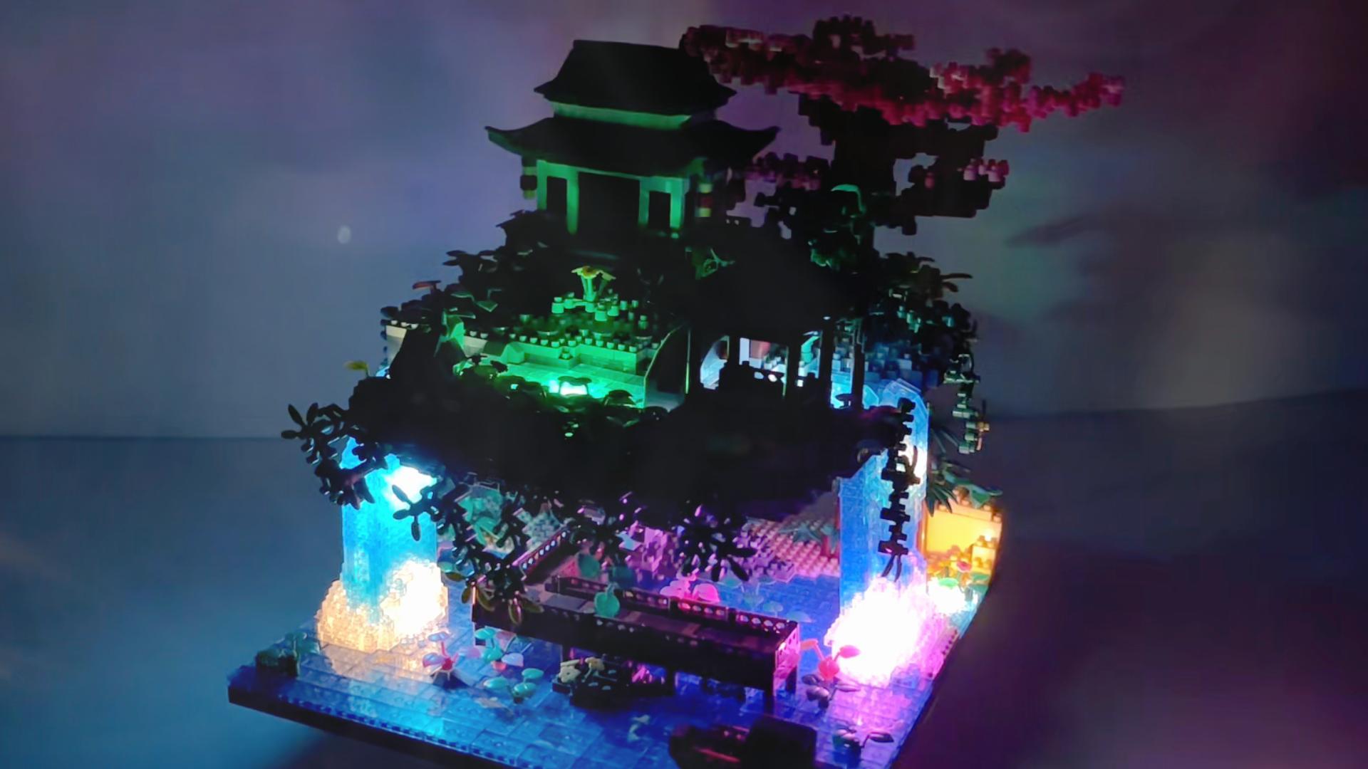 Set Costruzione 3320 Pezzi FORMIZON - Architettura Cinese Con Piscina Di Fiori Di Pesco E Luci LED, Regalo Creativo