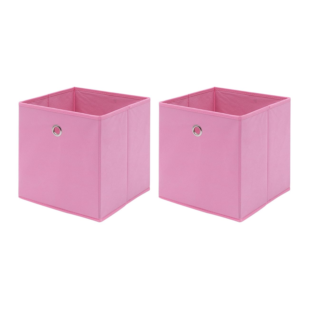 BonChoice Foldable Storage Cubes Boxes for Home Organization, Eyelet Non-Woven Fabric Wardrobe Cabinet Chest Bin Organizer Basket for Clothes Bedding Toys Towels, Collapsible & Durable (2, Pink)