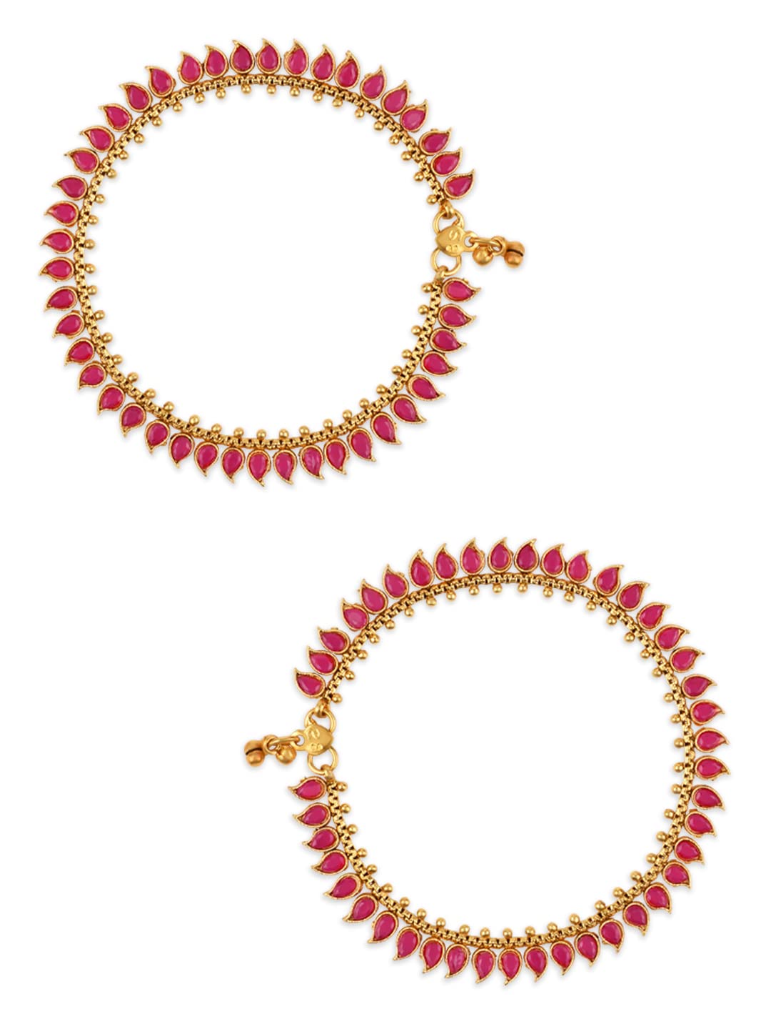 Gold Plated Traditional Stone Studded Adjustable Anklets/Payal For Girls & Women (A050)