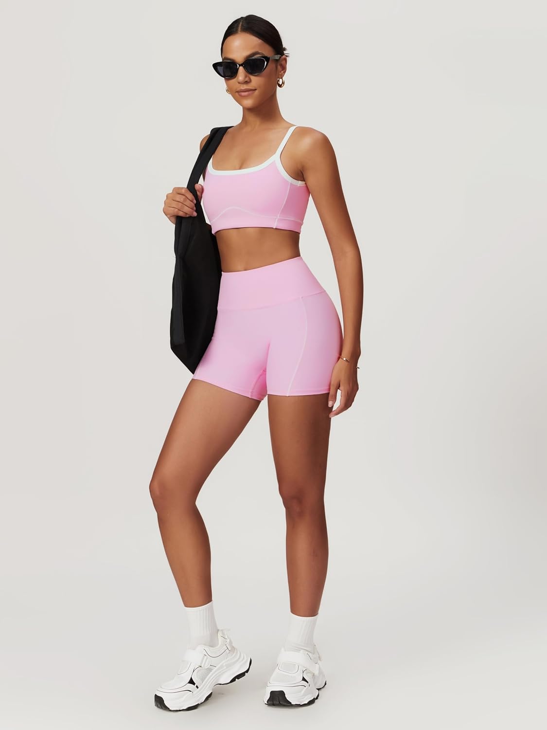 Two Piece Women Workout Sets Color Block Sports Bra and Scrunch Butt Lifting Shorts Gym Yoga Active Wear Outfits - Image 5