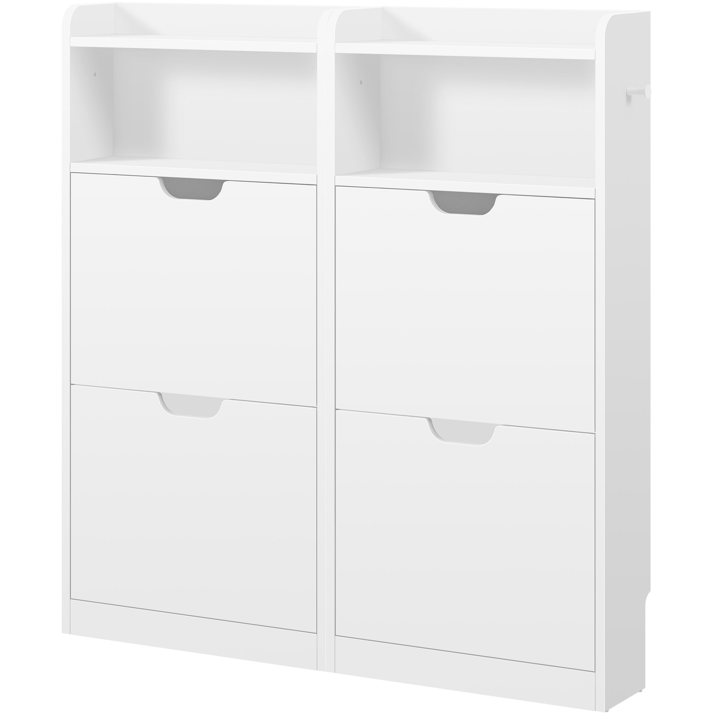 Yaheetech Scarpiera Slim Scarpiera Compatta con 4 Ribalte e 2 Scomparti Aperti Mobile da Ingresso Porta Scarpe Autoportante per Soggiorno Corridoio Entrata, 100x17x108 cm