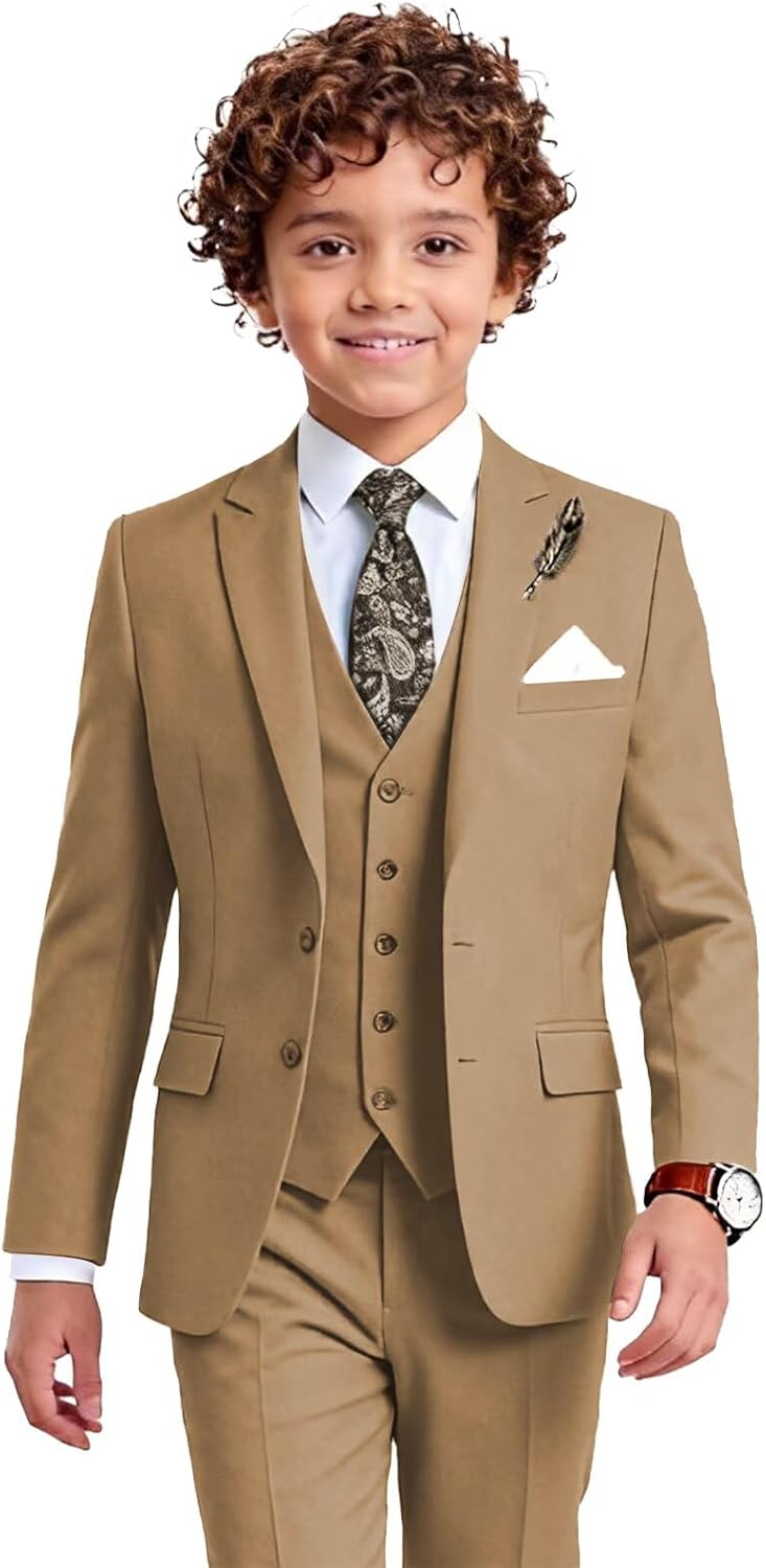 Netsky Boys Suit 3 Piece Suits for Boy Slim Fit Formal Peak Lapel Jacket Vest Pants Wedding Prom Communion
