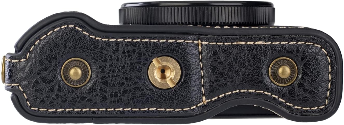 Premium PU Leather FullBody Camera Case Bag Cover for Canon PowerShot G7 X Mark II/Mark III G7X2 G7X3 With Neck Strap (Smooth Black)