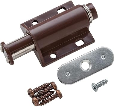 Magnetic Touch Latch, Brown - Push to Open & Spring Loaded Touch Latches for Cabinet Doors - Sleek, Clean Finish Latch Hardware - Easy Surface Mount Magnetic Door Latches for Modern Kitchens & Closets