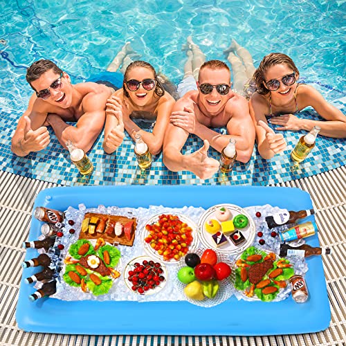 Hemoton 2Pcs Inflatable Serving Bar, Buffet Cooler With Drain Plug - Salad Picnic Ice Food Server, Food Drink Salad Buffet Tray With 3Pcs Mesh Food Cover, Bbq Pool Party Supplies #TOP5