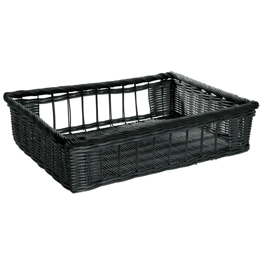 HUBERT Wicker Display Basket, Black - 24"L x 18"W x 6"H