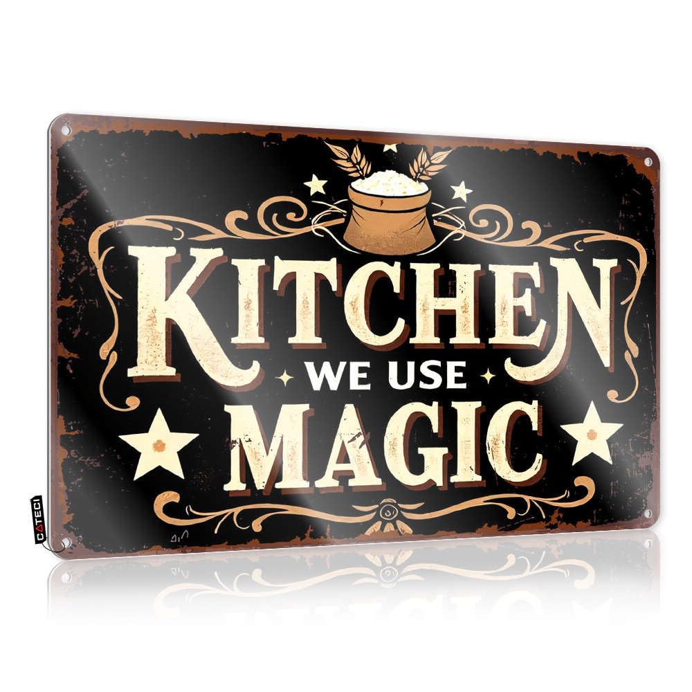 Funny Patio Signs Kitchen Magic: Where Cooking Becomes Art! Tin Sign Beer Signs For Bar Stuff For Boys Room(30X40CM)
