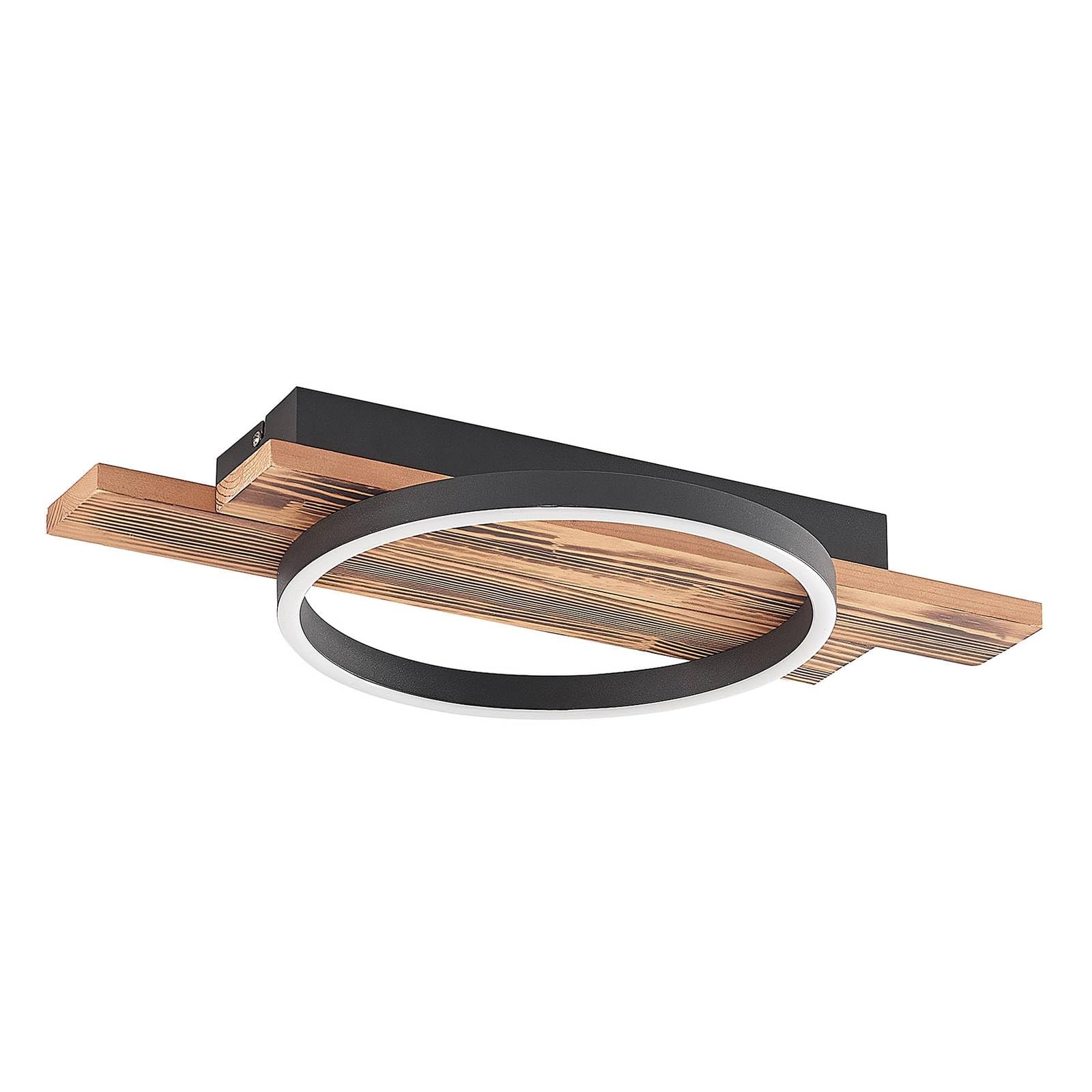 Lindby LED Ceiling Light Sentoa dimmable (Modern) in Brown Made of Wood for e.g. Living Room & Dining (1 Light Source,) from Ceiling lamp,