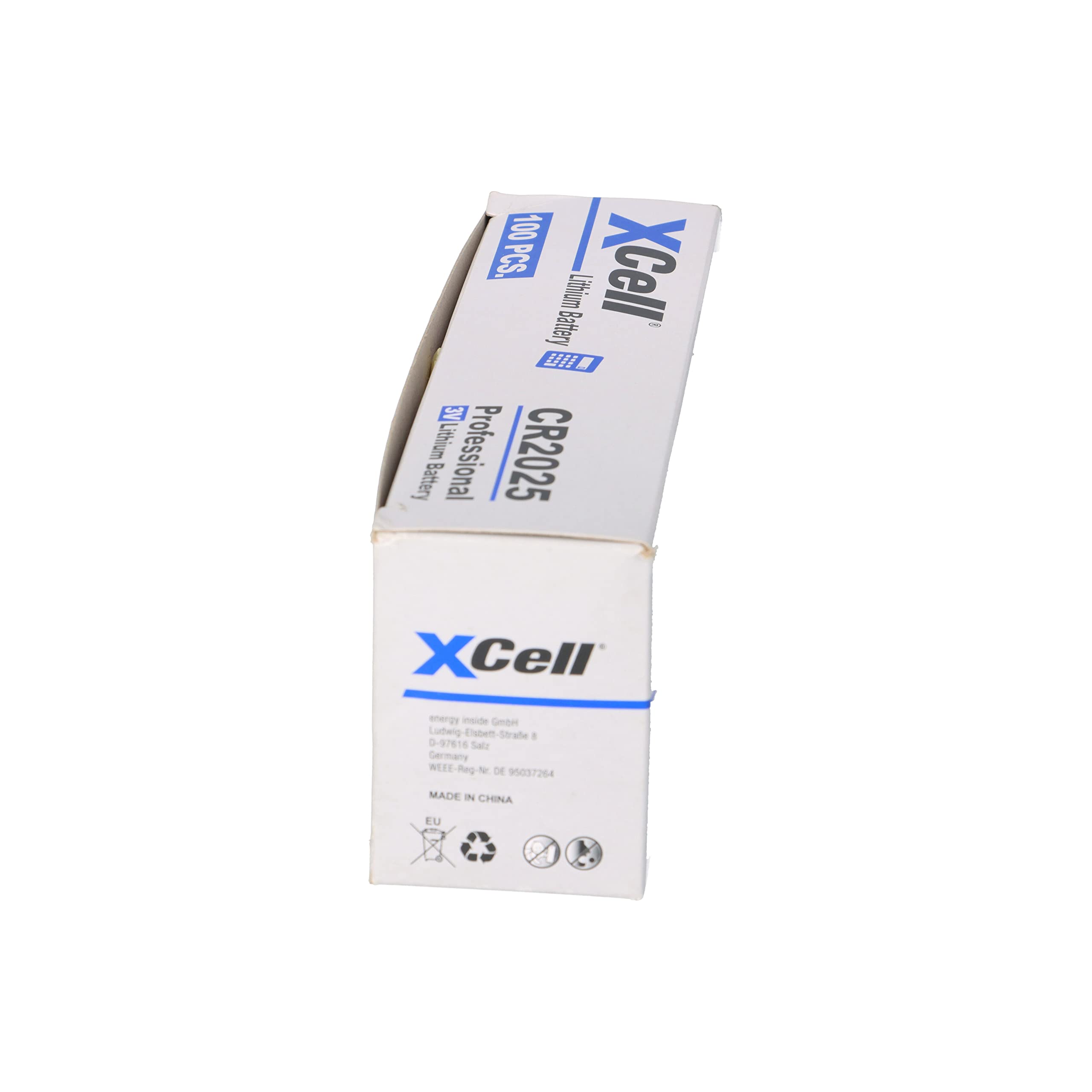 Lot de 100 piles bouton au lithium CR2025 3 V / 170 mAh (20 x 5) - Haute performance - Pour les applications professionnelles
