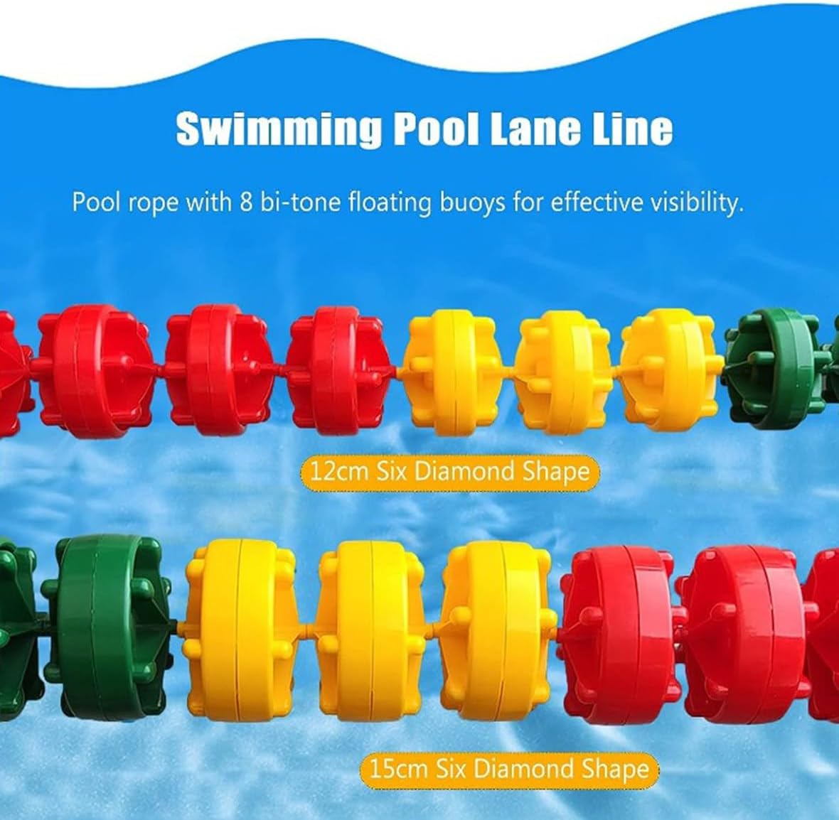 Pool Divided Lines Floating Pool Safety Rope Dividing Lanes Areas Floating Line Floats Safety Divider Equipment to Divide Swim Race Lanes Swimming Pool Accessory