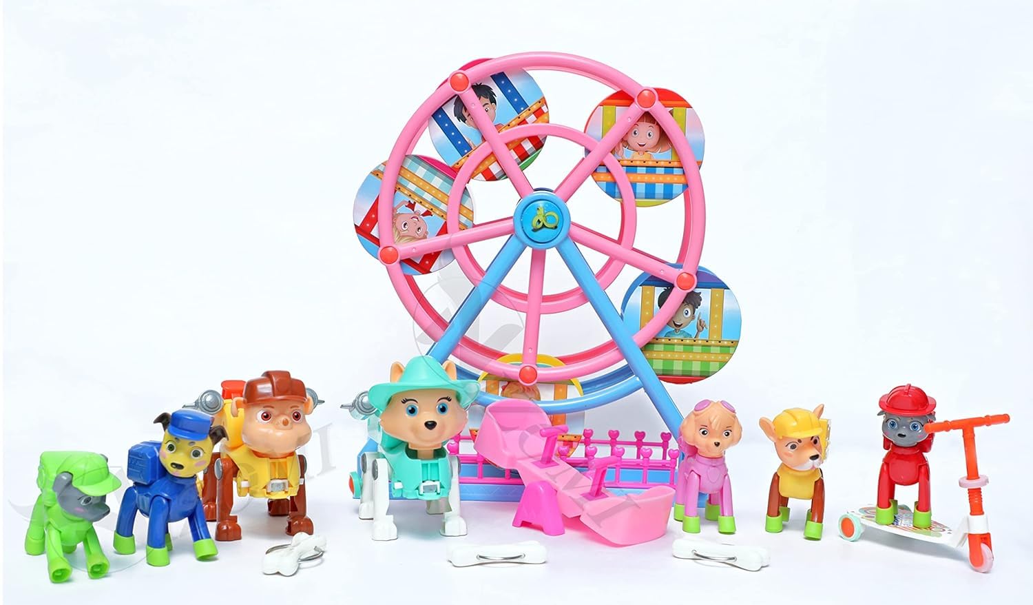 Aebco Friction Power Push Along Toys - 6 Pc Ferris Wheel Pup Buddies Rescue Team Action Figure Toys Set - Pup with Vehicles Toys, Cake Topper for Kids - Multicolour (B0DB89W9L9) Amazon Price History, Amazon Price Tracker