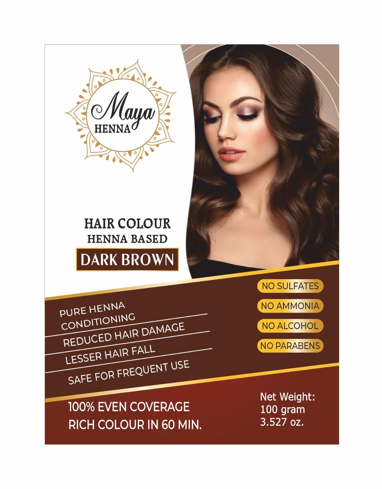 MAYA Henna 100 GRAM Hair Color, 100% Organic Henna Powder Infused with Goodness of Herbs, Natural Henna Hair Dye For Soft Shiny Hair,5 sachets X 20