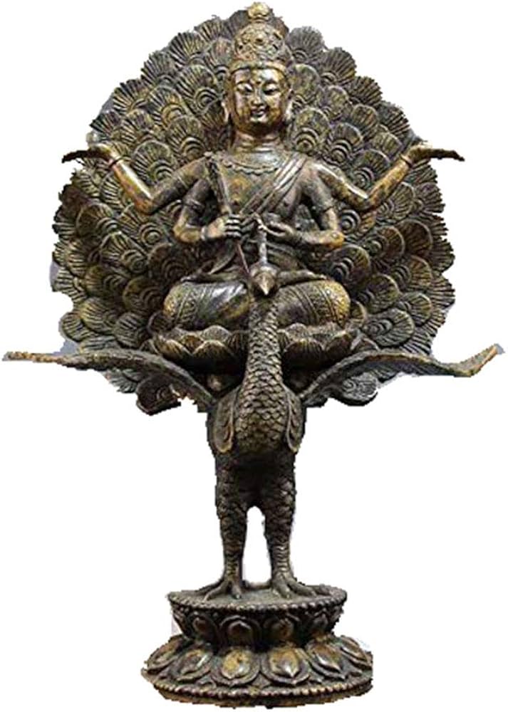 Amazon.co.jp: アンティーク銅孔雀明王の装飾品青銅アンティーク明王