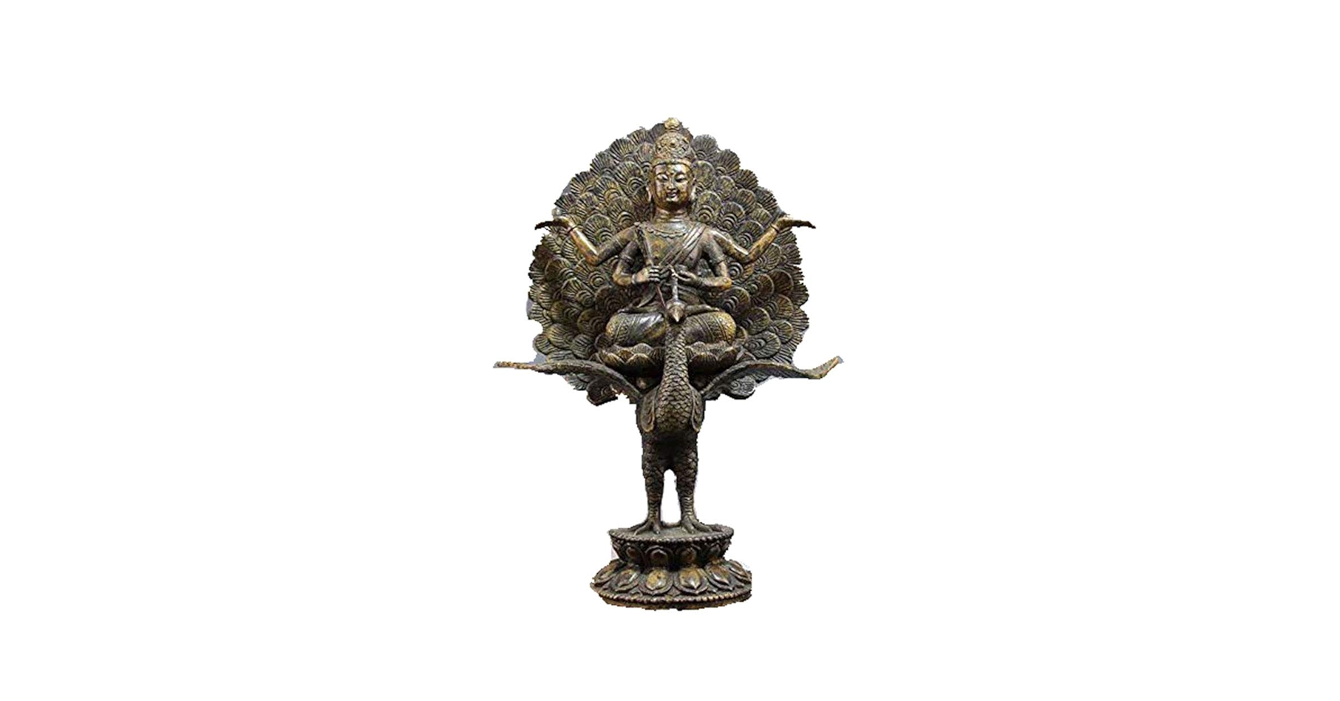 Amazon.co.jp: アンティーク銅孔雀明王の装飾品青銅アンティーク明王