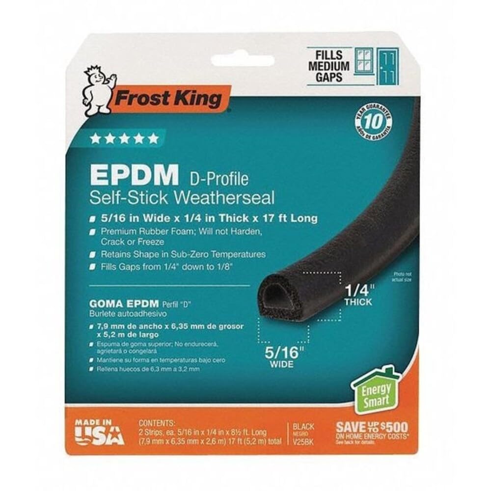 Frost King V25BK 5/16x1/4x17 WTHR Strip, Black, 1