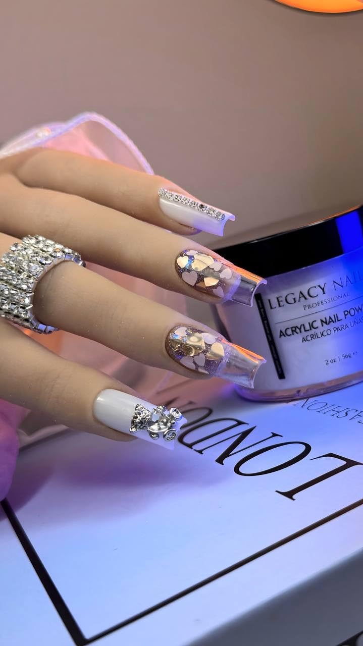 Legacy Nails Professional WHITE ACRYLIC POWDER - 113g / 4oz. - High-Quality, Fast-Drying Formula for Nail Extensions, Sculpting & Overlays, Salon-Grade, Long-Lasting Finish