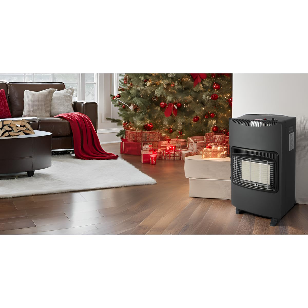 INTEC- Poele à gaz Pliable 4,2KW Pliable Noir Brûleur céramique Infrarouge Allumage Piezo Chauffage d'appoint gaz